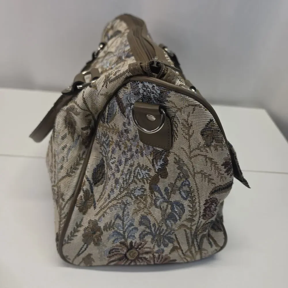 Vintage 90s Jordache Floral Tapestry Zip Shoulder Strap Duffel Travel Bag 14